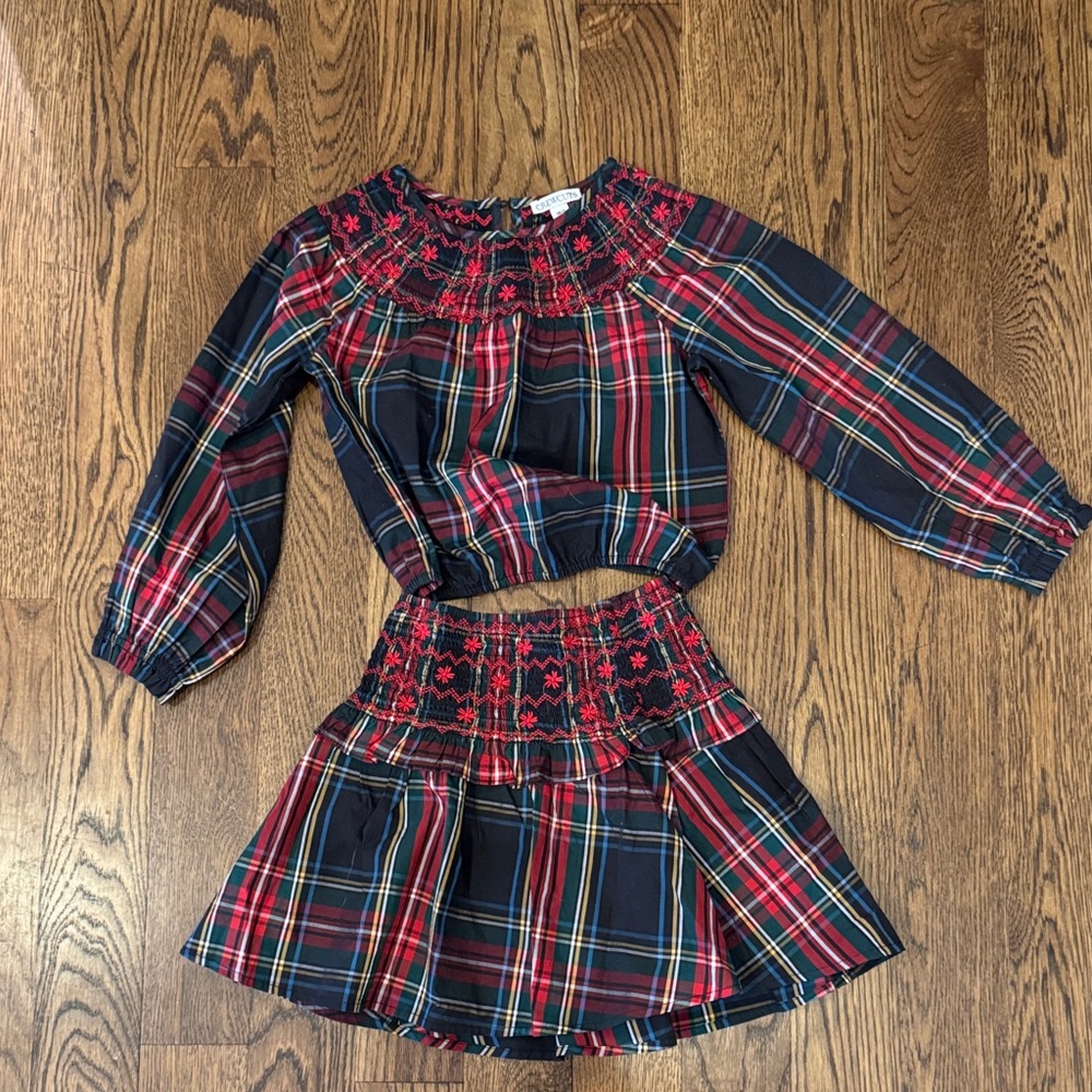 Crewcuts Red and Blue Plaid Kids Matching Set size 6/7 NWOT